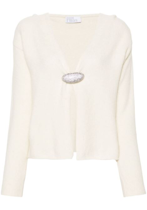 Cardigan con dettaglio di spilla in avorio Giuseppe di Morabito - donna